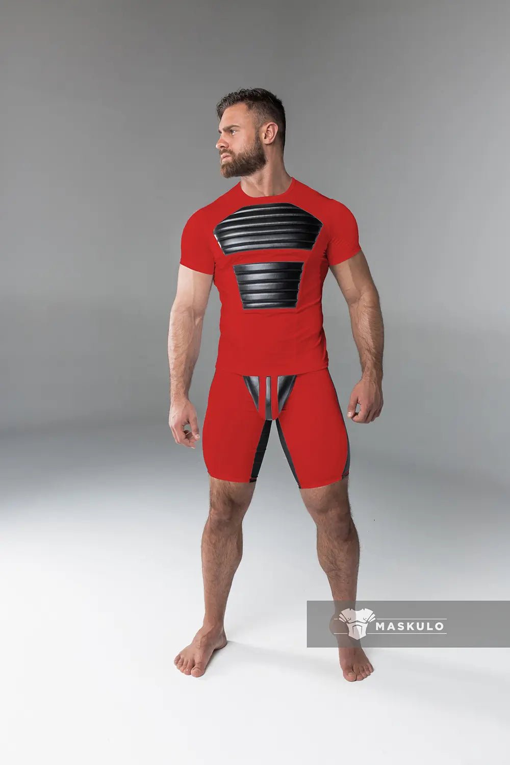 Armored. T-Shirt. Front Pads. Red - Maskulo - MTS116-Y1 - Maskulo EU Global Online Store