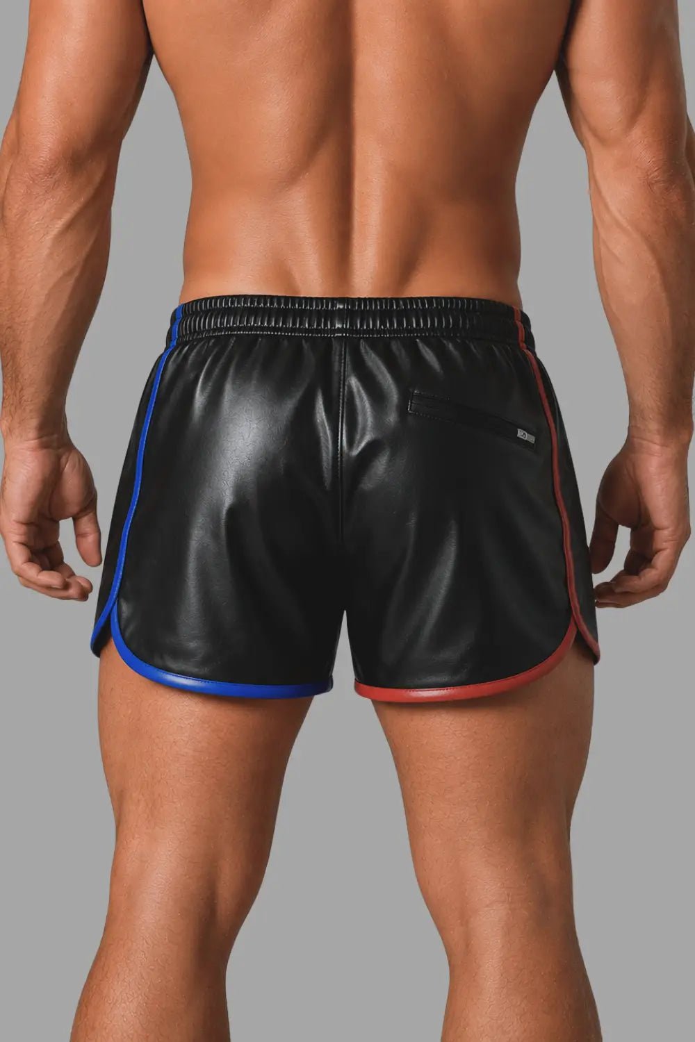 Axel GoDuo Shorts. Red + Blue. Jogging styled PU Leather Shorts MSH275 - 3 Maskulo EU Global Online Store
