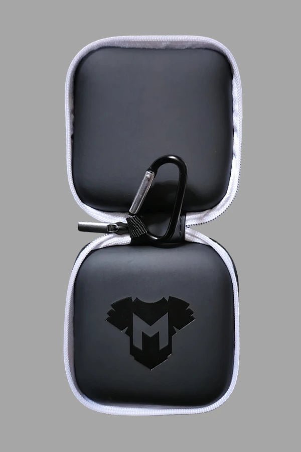 Maskulo Jax Wanderlust Black/White EVA mini zip-case with carabiner, a compact organizer for cock rings and travel essentials for fitness fans
