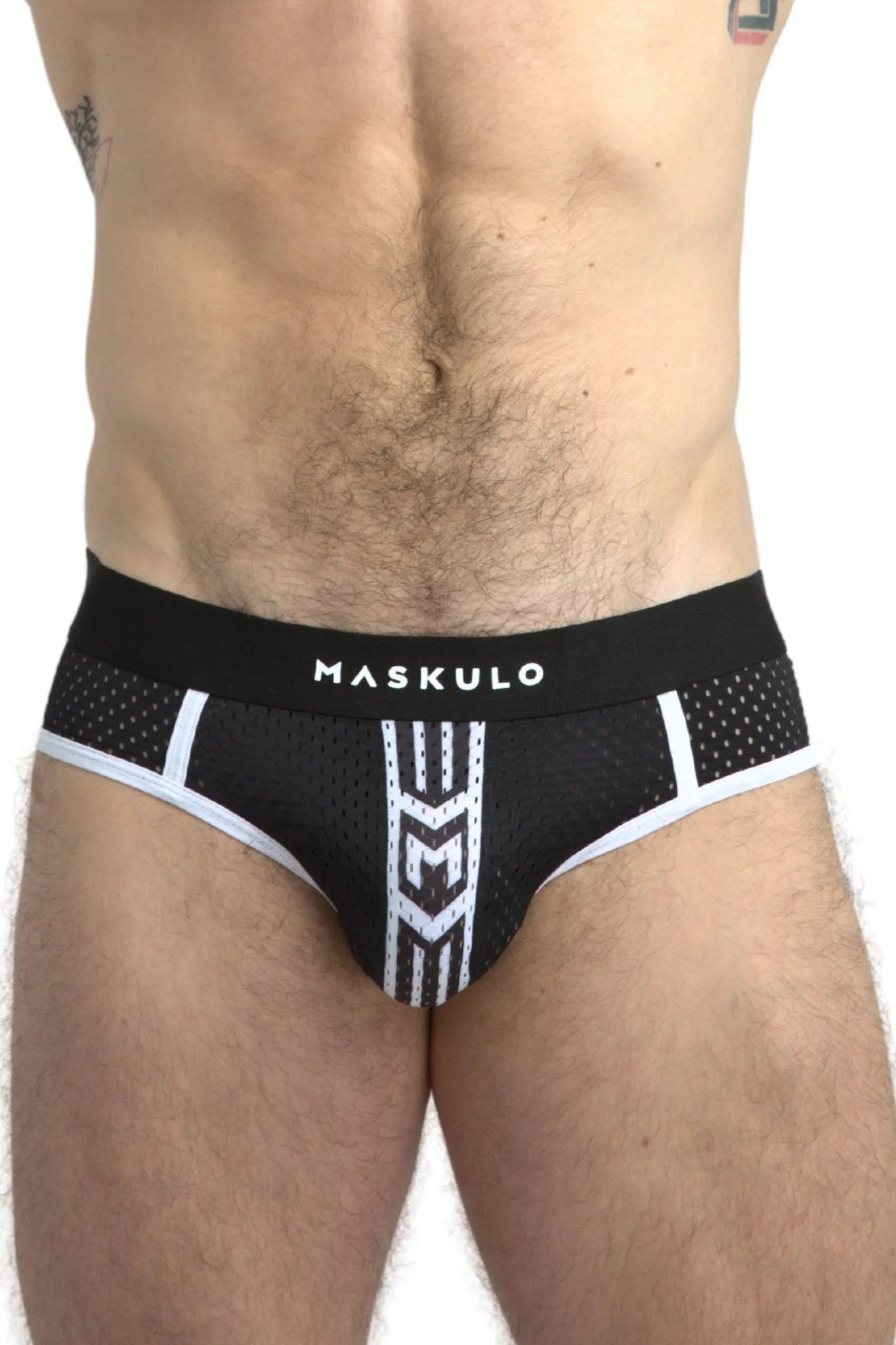 Printed Mesh Briefs. Black+White - Maskulo - MBR106-Y1 - Maskulo EU Global Online Store