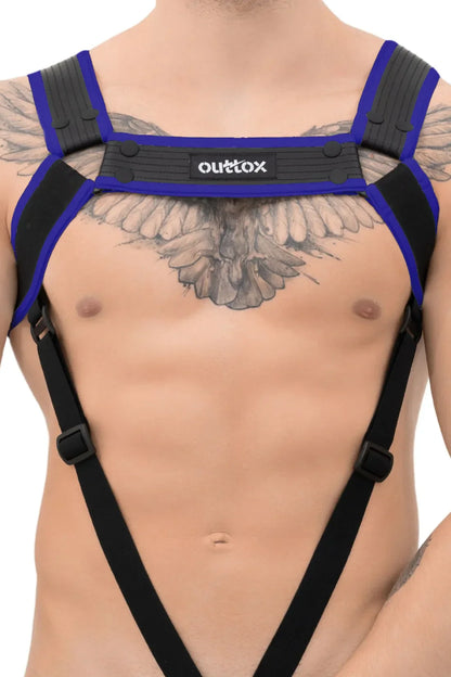 Outtox. Arnés corporal con broches. Azul