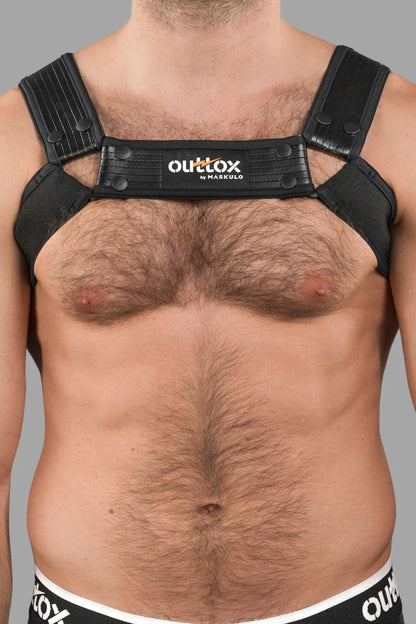 Outtox. Bulldog Harness with Snaps. Black