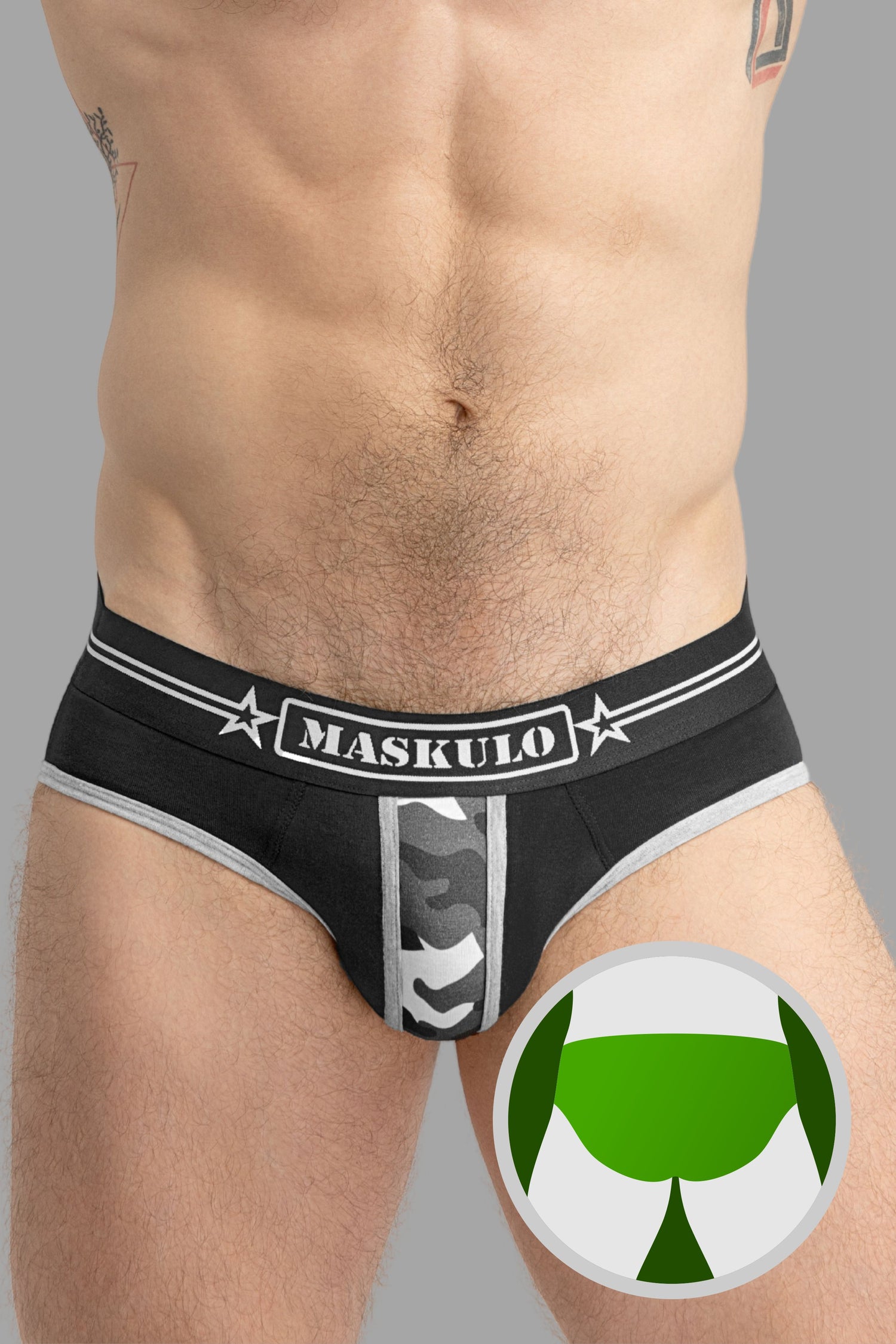 Military Briefs with Lifter. Black+Grey
