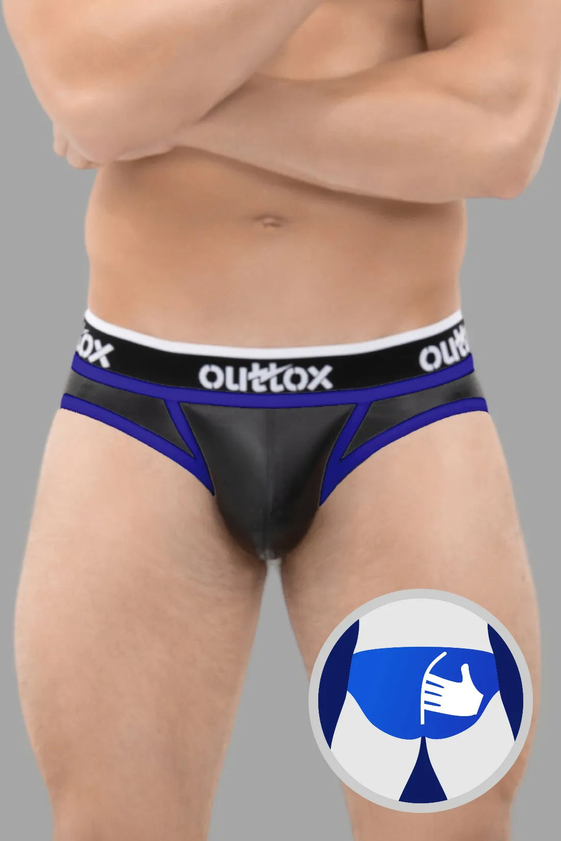 Outtox. Calzoncillos traseros envueltos con bragueta a presión. Negro+Azul &