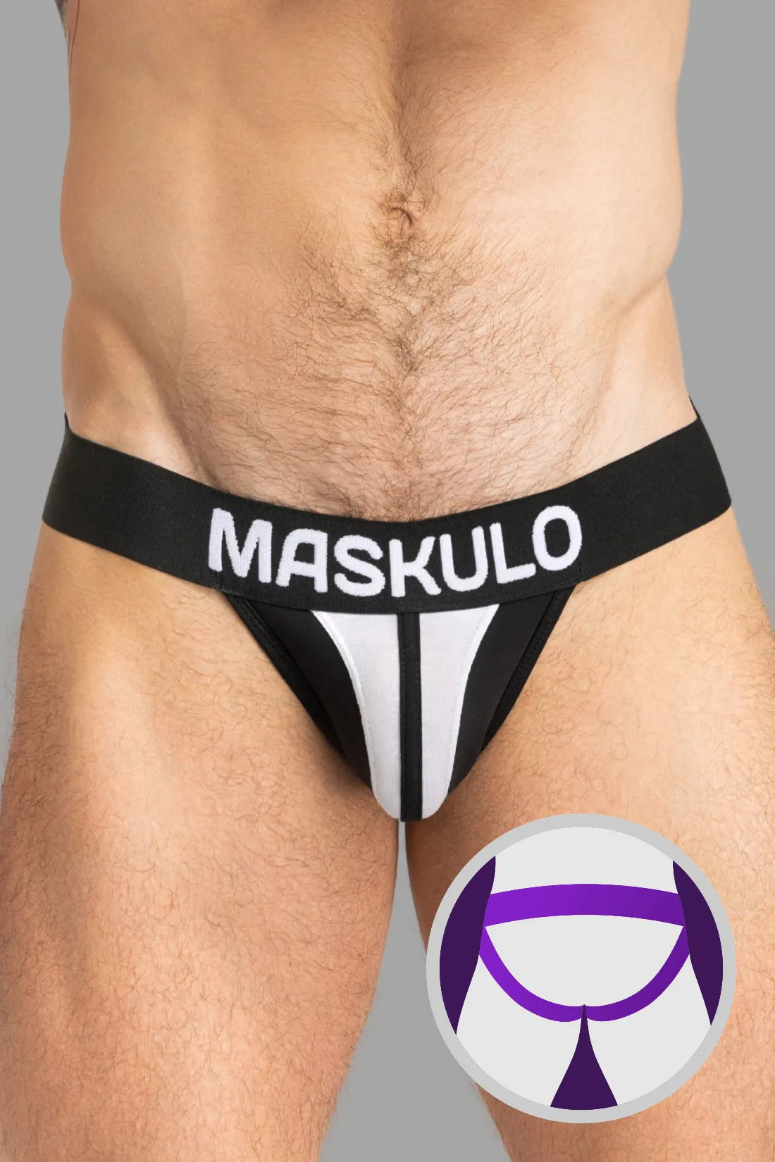 Jockstrap TIGER avec POUCH-SNAP. Noir et blanc