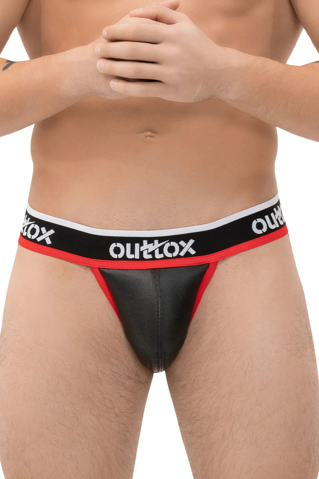 Outtox. Jock with Snap Codpiece. Black and Red