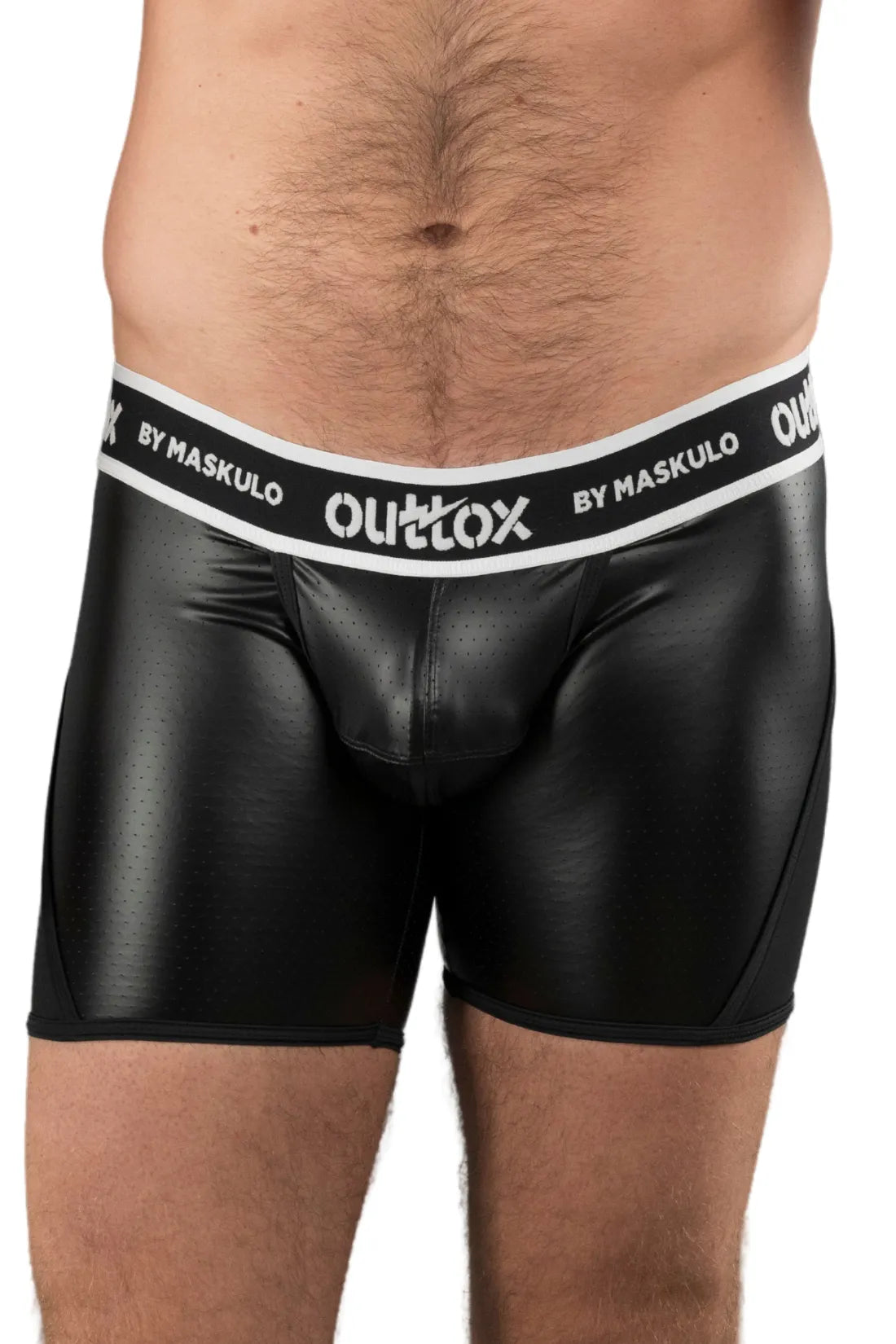 Outtox. Wrapped Rear Shorts with Snap Codpiece. Black