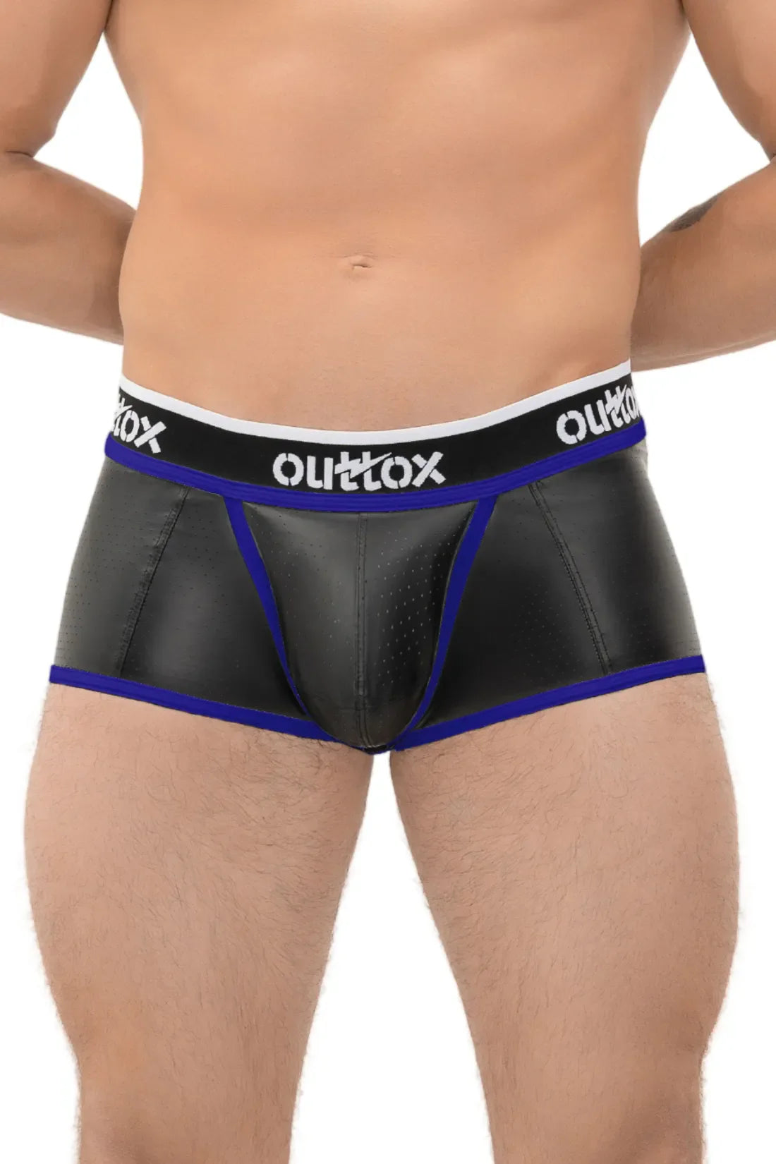 Outtox. Open kofferbakshort met kliksluiting. Zwart+Blauw &