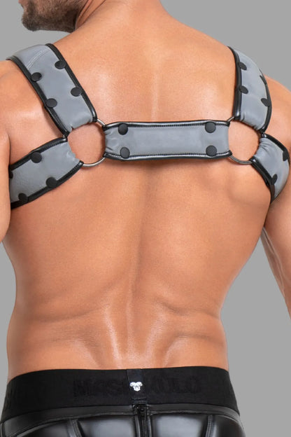 Body Harness mit Push-Up-Effekt. Schwarz und Grau ‚Reflective Light‘