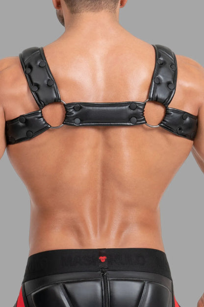 Body Harness with Push-up Effect. Black and Red