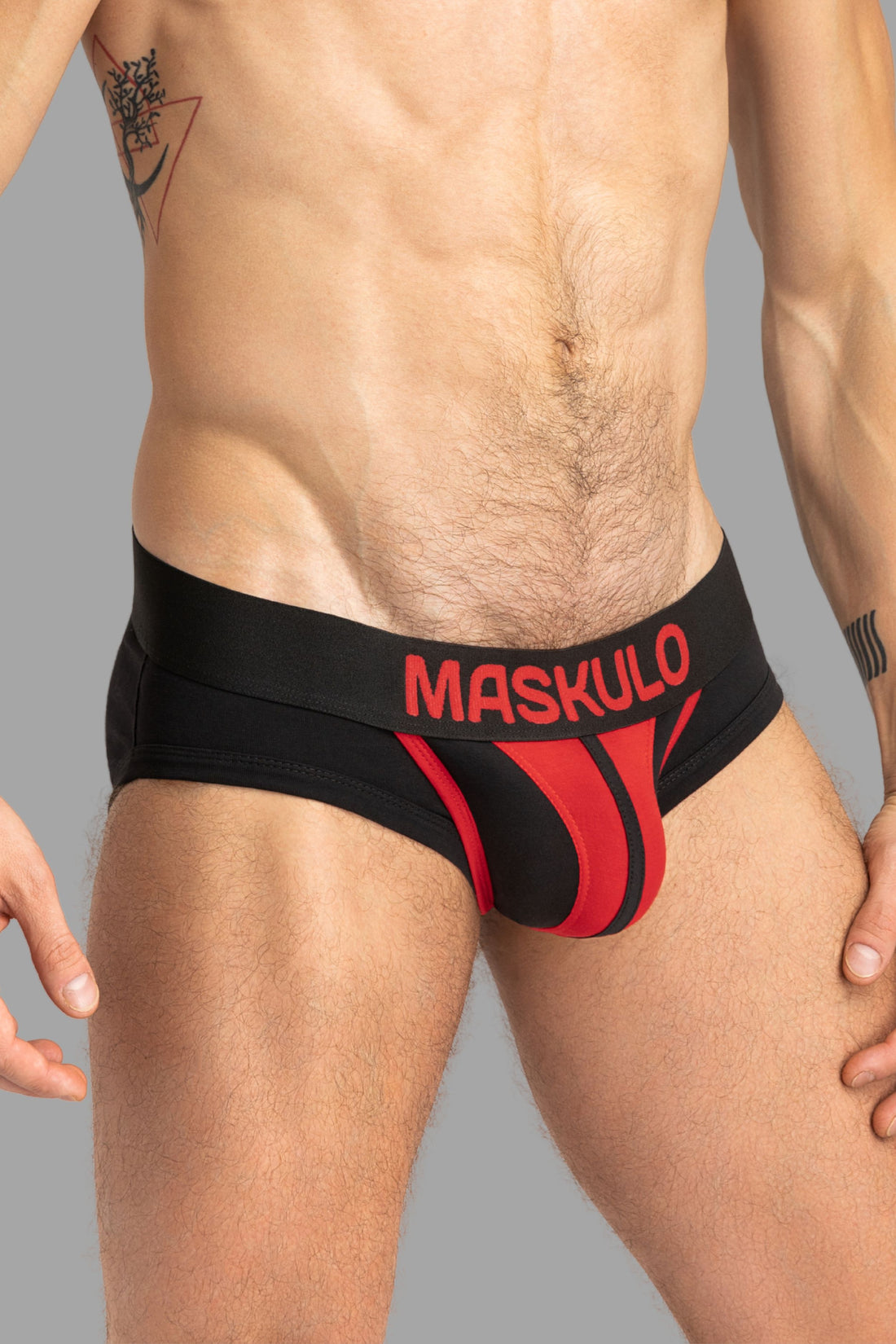 Tiger Briefs POUCH-SNAP. Black+Red