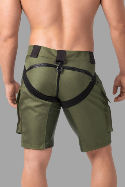 EnForce. Two-Sides Zippered Cargo Shorts. Green &