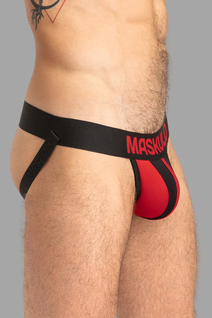 TIGER Jock con POUCH-SNAP. Negro+rojo