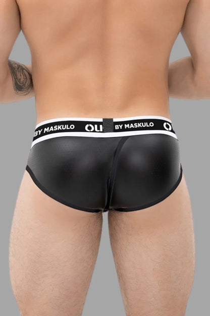 Outtox. Wrapped Rear Briefs with Snap Codpiece. Black