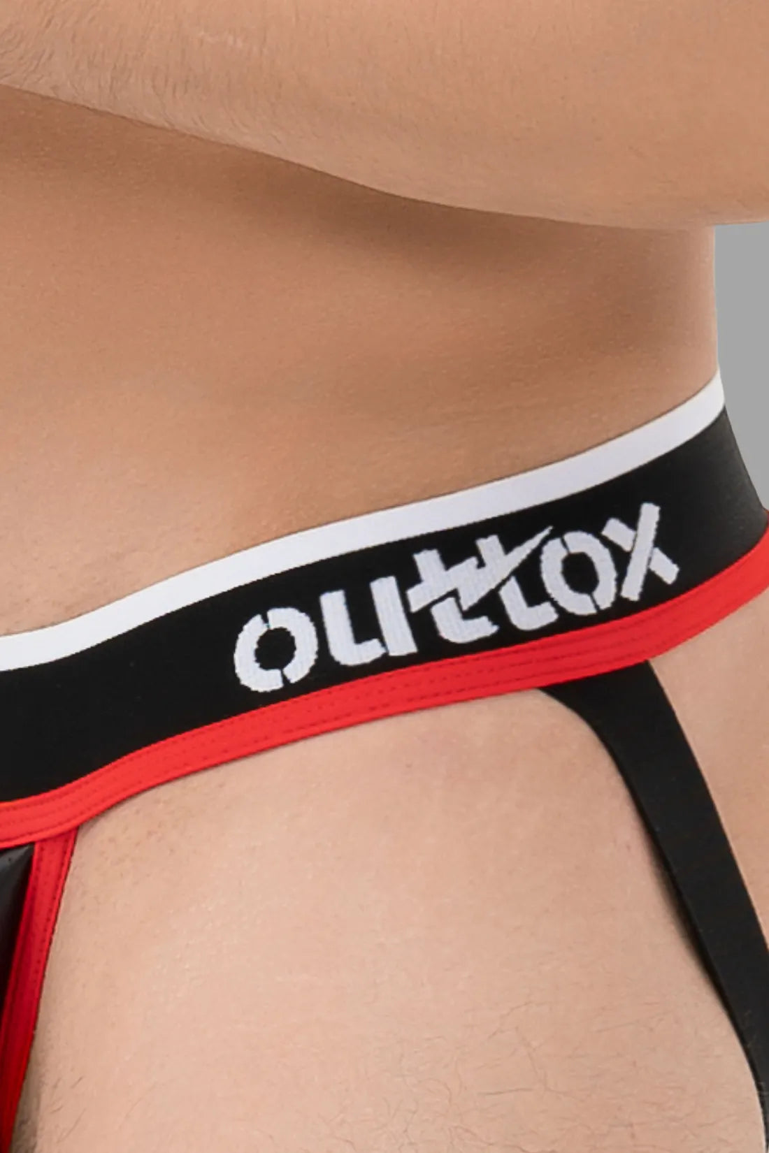 Outtox. Jock with Snap Codpiece. Black and Red
