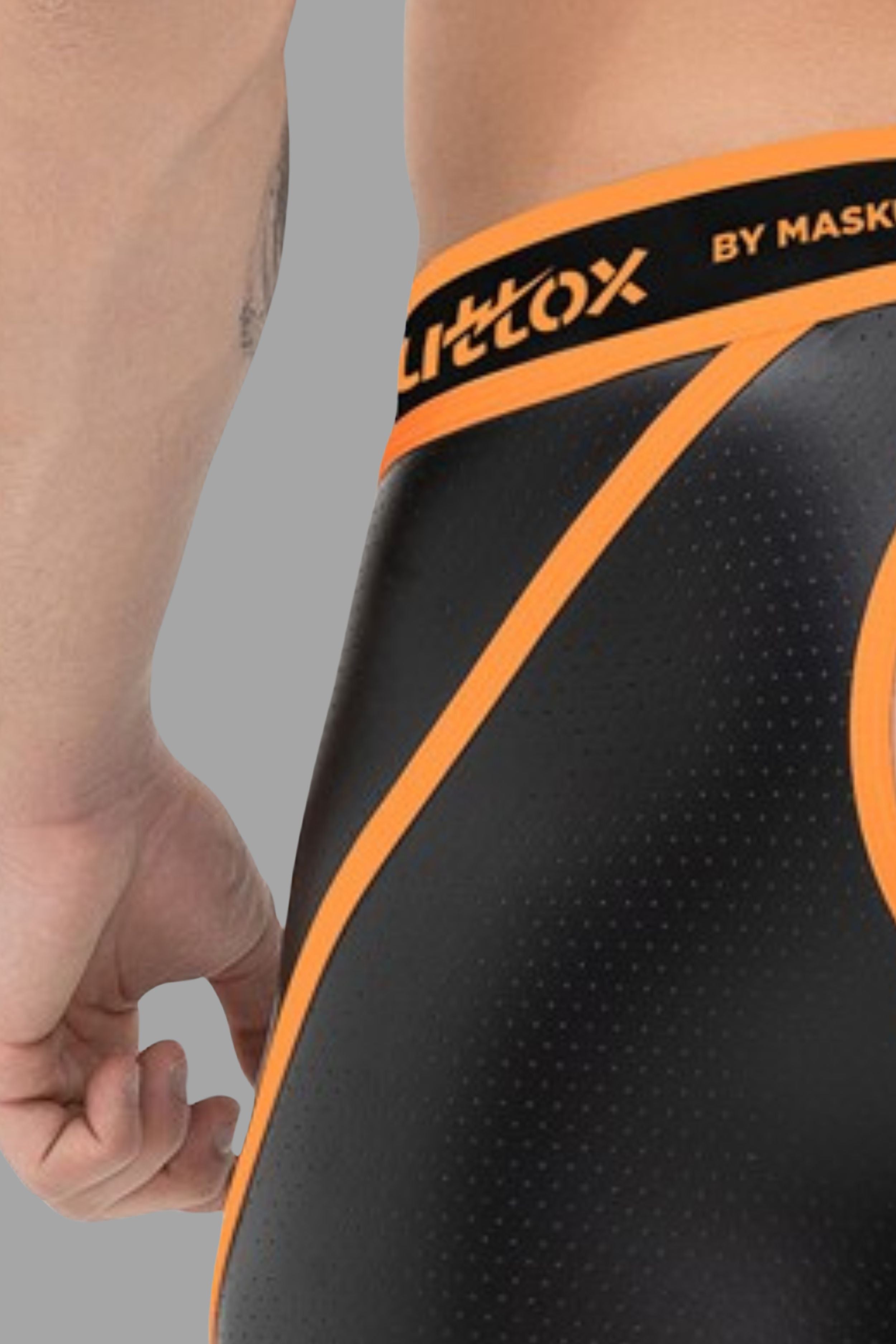Outtox. Open Rear Shorts with Snap Codpiece. Orange &