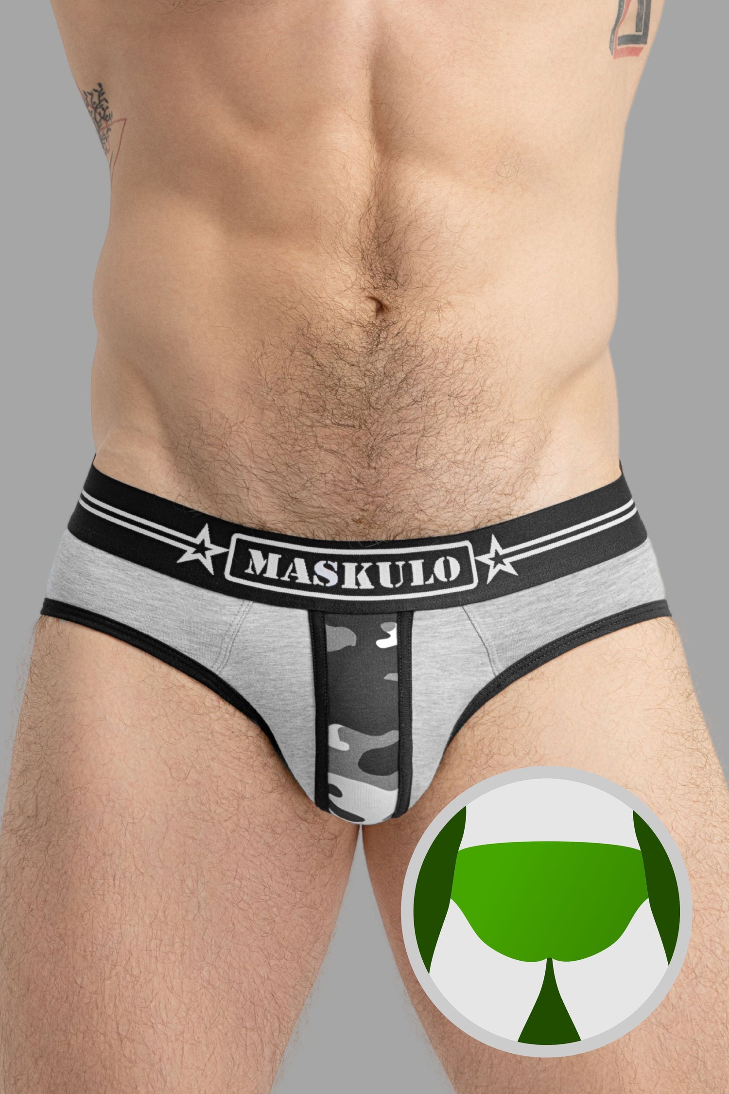 Military Briefs with Lifter. Grey and Black
