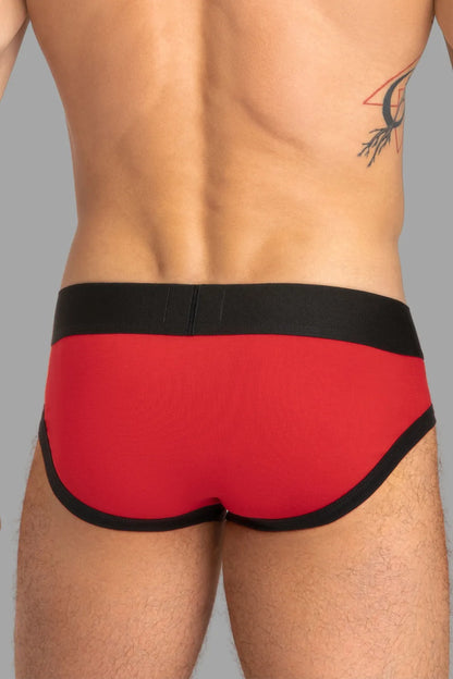 CAPTAIN-A slip met O-binnenzak. Rood+zwart