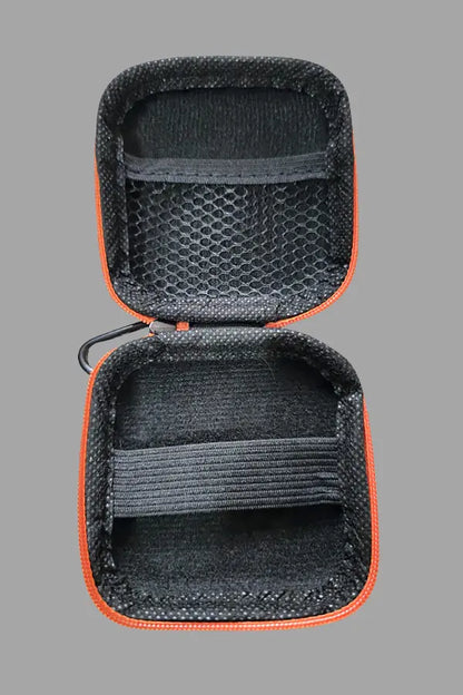 Jax Wanderlust. Mini Zip-Case with Carabiner. Black + Orange