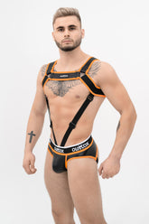 Outtox. Body Harness with Snaps. Black+Orange