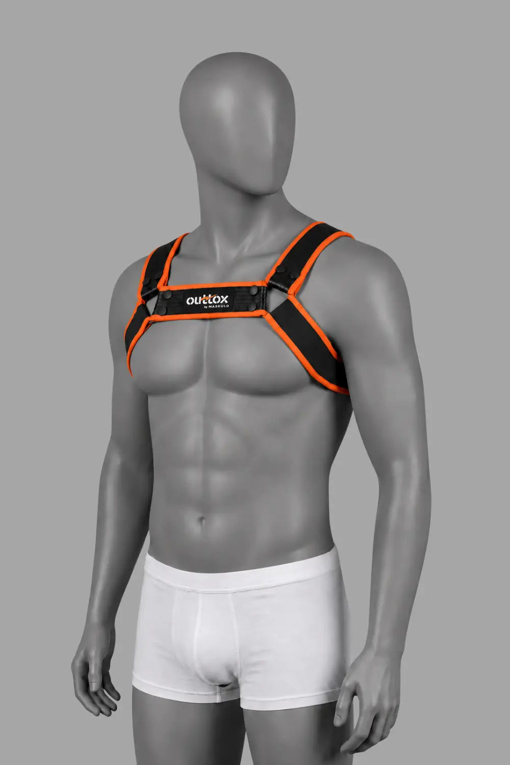 Outtox by Maskulo. Szelki Bulldog z zatrzaskami. Czarno-pomarańczowe