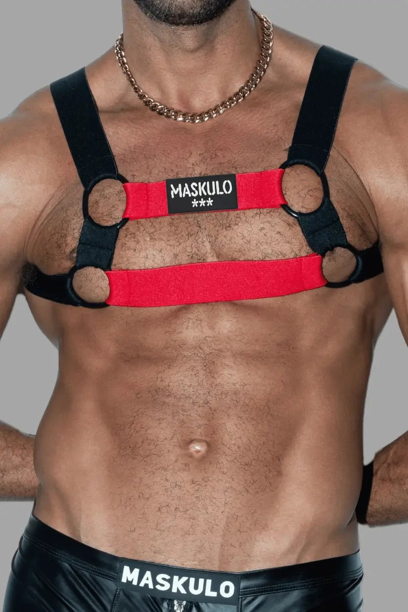 Blake Tropix. Elastic Bulldog Harness. Red - Maskulo - MHR212 - Y1 - Maskulo Global (EU) Store