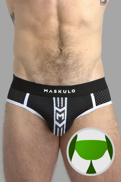 Printed Mesh Briefs. Black+White - Maskulo - MBR106-Y1 - Maskulo EU Global Online Store