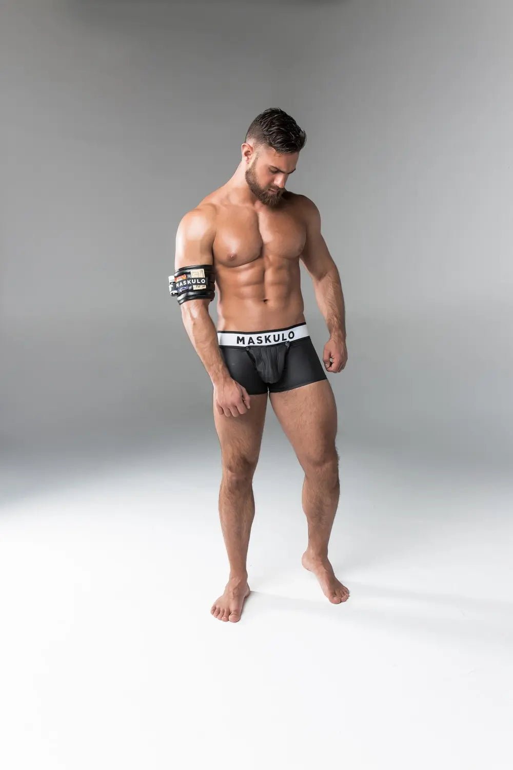 Rubber Look Trunk Shorts. Detachable pouch. Open Rear. Black - Maskulo - MTR108-Y1 - Maskulo EU Global Online Store