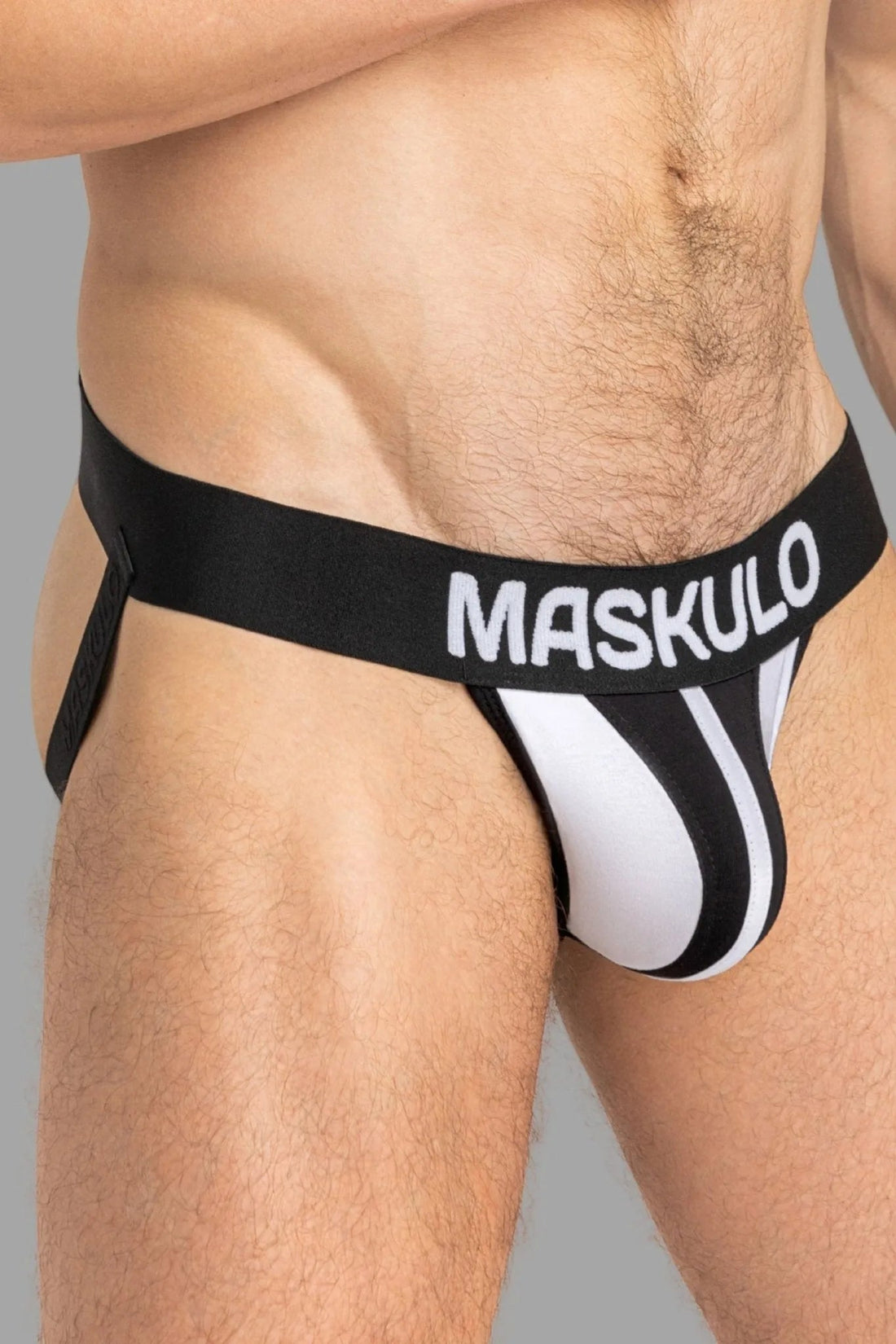 TIGER Jock with POUCH - SNAP. White and Black - Maskulo - MJS150-Y1 - Maskulo EU Global Online Store