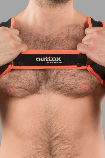 Outtox by Maskulo. Bulldog Harness with Snaps. Black and Orange - Outtox - XHR121 - Y1 - Maskulo Global (EU) Store