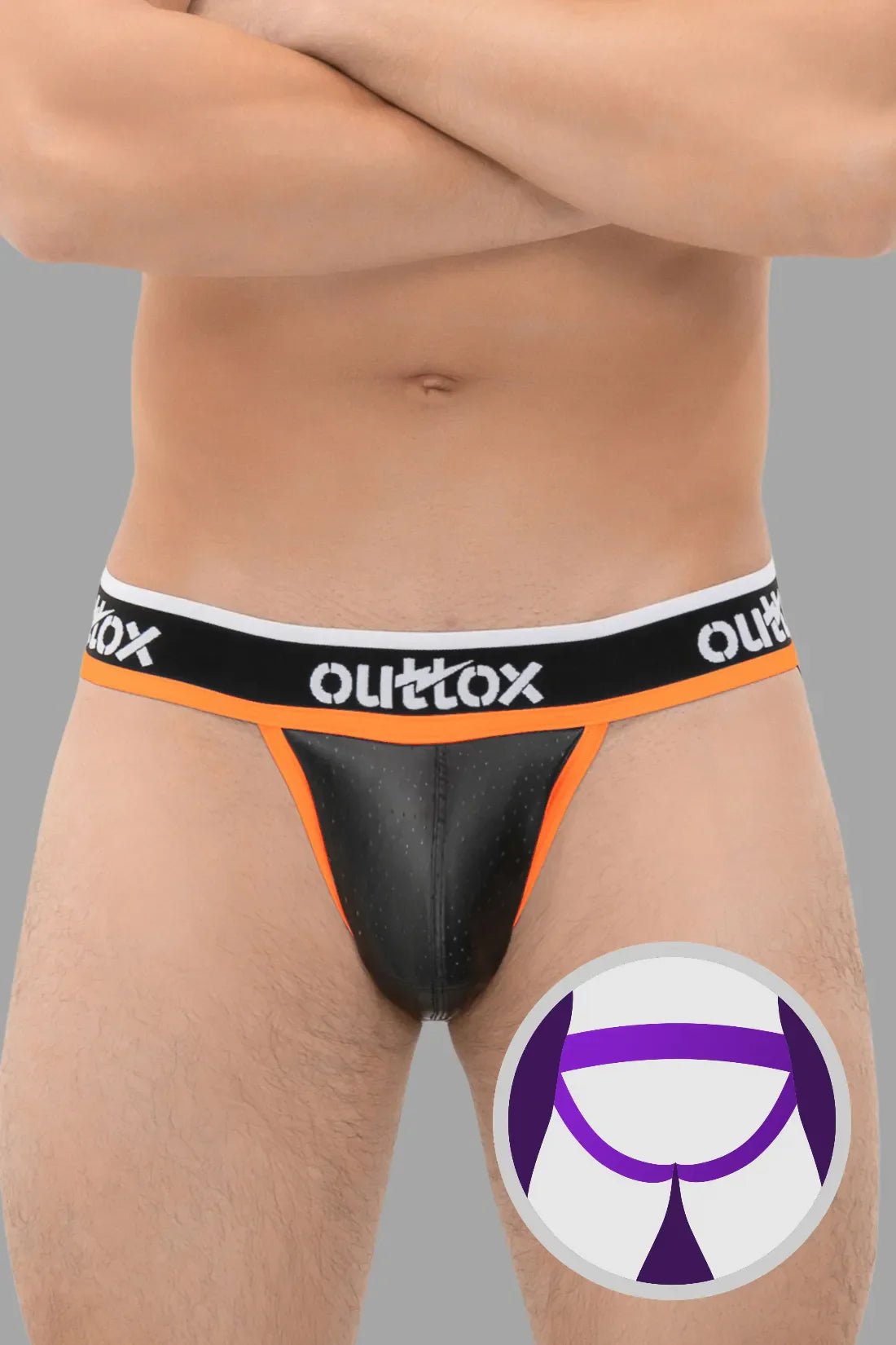 Outtox. Jock with Snap Codpiece. Black and Orange - Outtox - XJS103 - Y3 - Maskulo Global (EU) Store