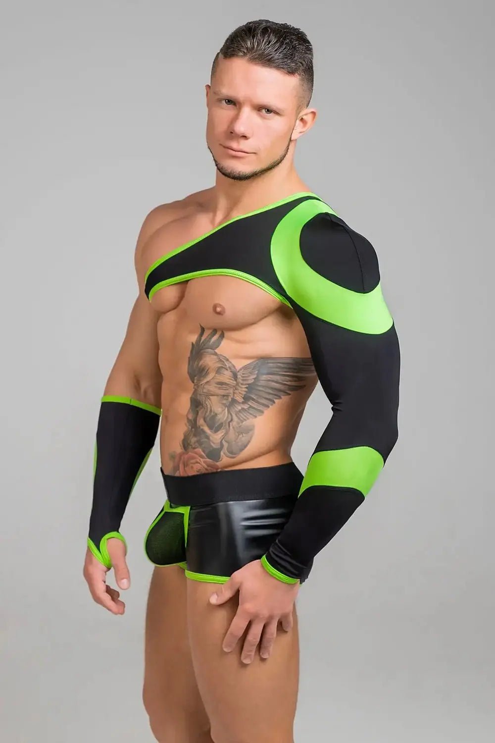 Youngero. Asymmetrical Long - Sleeved Crop Top. Green Neon - Maskulo - MTP151-Y1 - Maskulo EU Global Online Store