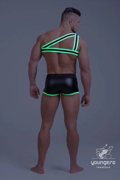 Youngero. Asymmetrical One Shoulder Elastic Harness. Green Neon - Maskulo - MHR147-Y1 - Maskulo EU Global Online Store