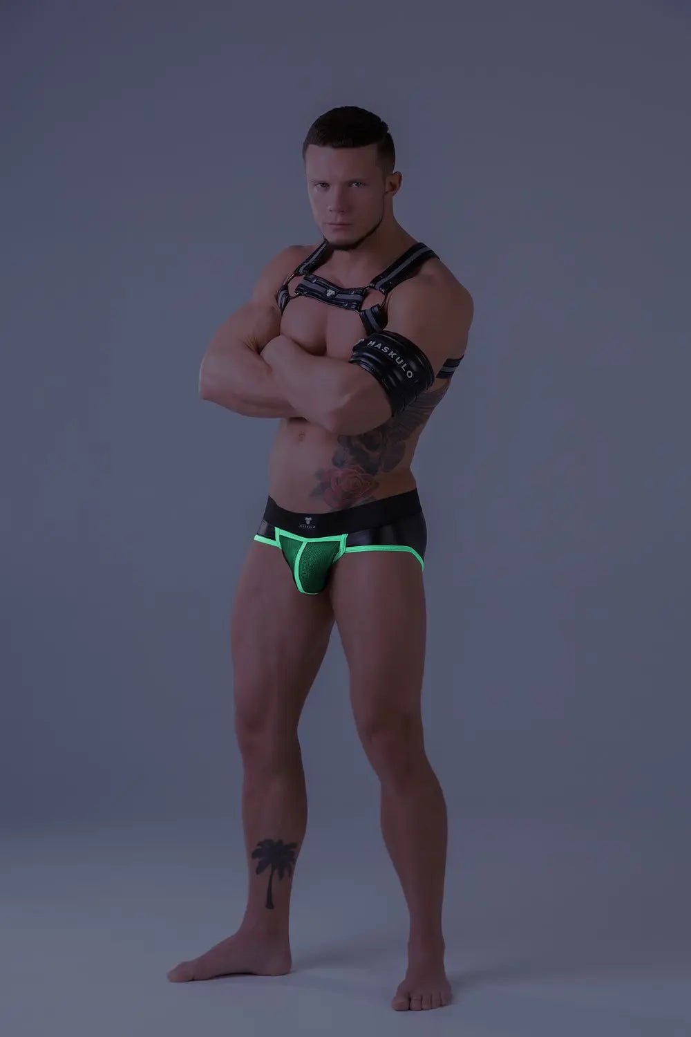 Youngero. Briefs. Mesh Codpiece. Open Rear. Green Neon - Maskulo - MBR150-Y1 - Maskulo EU Global Online Store