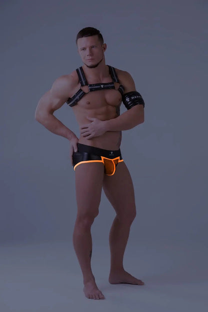 Youngero. Briefs. Mesh Codpiece. Zippered Rear. Orange Neon - Maskulo - MBR161-Y1 - Maskulo EU Global Online Store