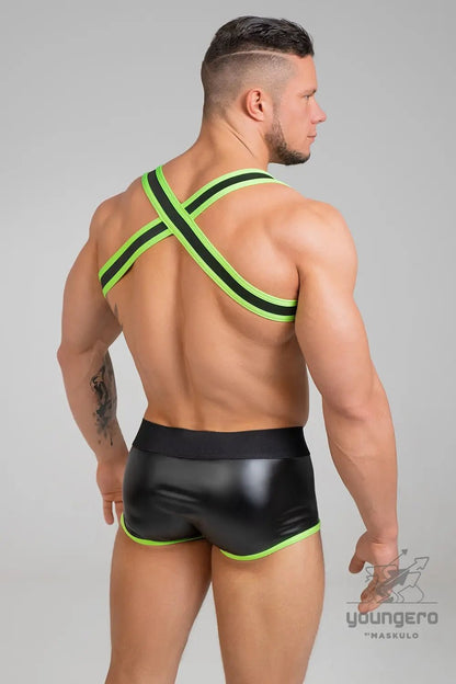 Youngero. Bulldog Elastic Harness. Green Neon - Maskulo - MHR144-Y1 - Maskulo EU Global Online Store