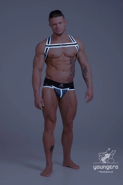 Youngero. Bulldog Elastic Harness. White Neon - Maskulo - MHR145-Y1 - Maskulo EU Global Online Store