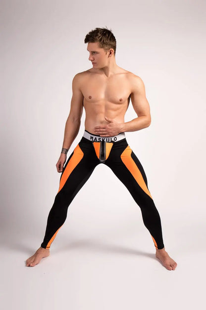 Youngero. Leggings, regular rear. Codpiece. Orange Neon - Maskulo - MLG148-Y1 - Maskulo EU Global Online Store