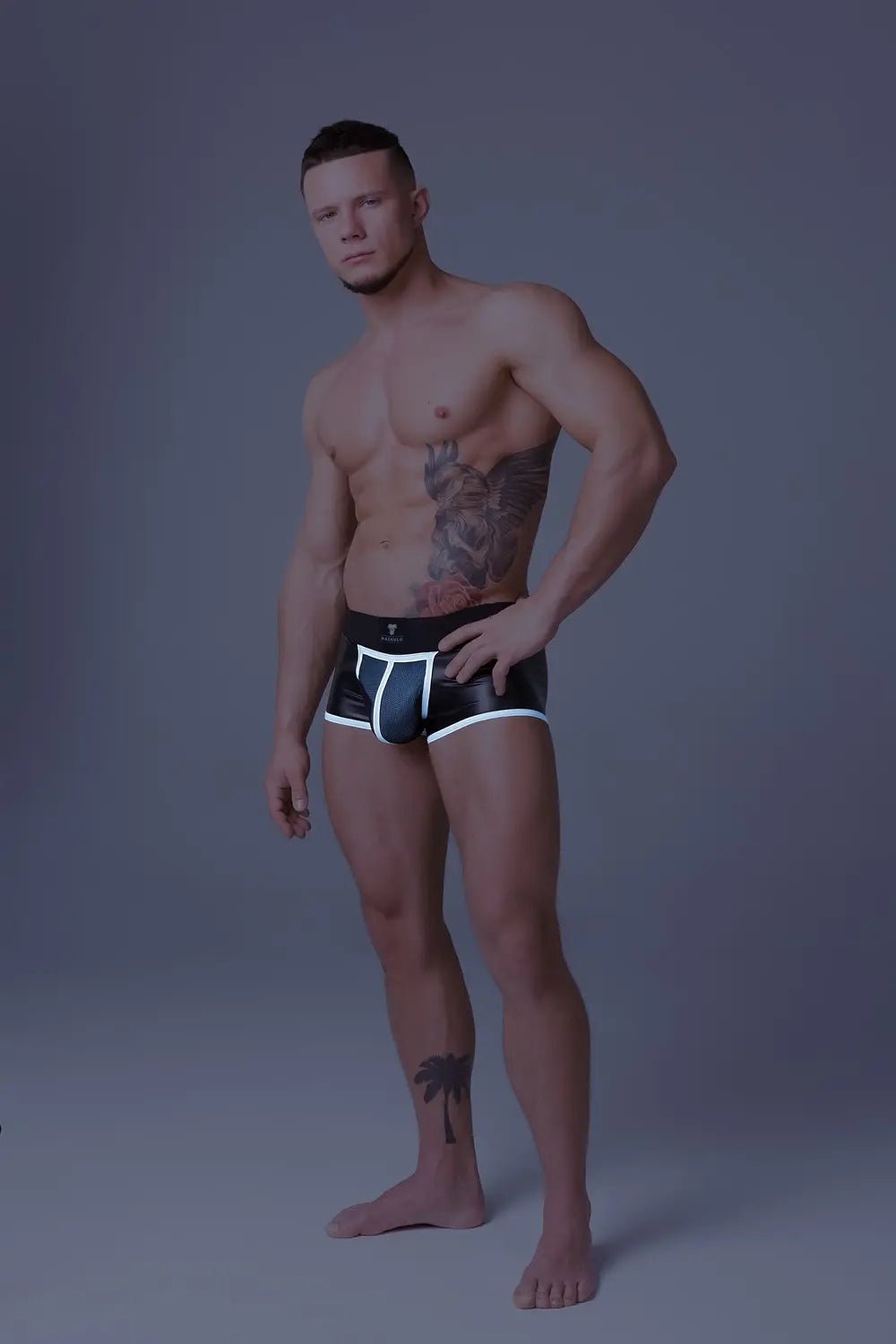 Youngero. Trunks. Mesh Codpiece. Regular Rear. White Neon - Maskulo - MTR127-Y1 - Maskulo EU Global Online Store